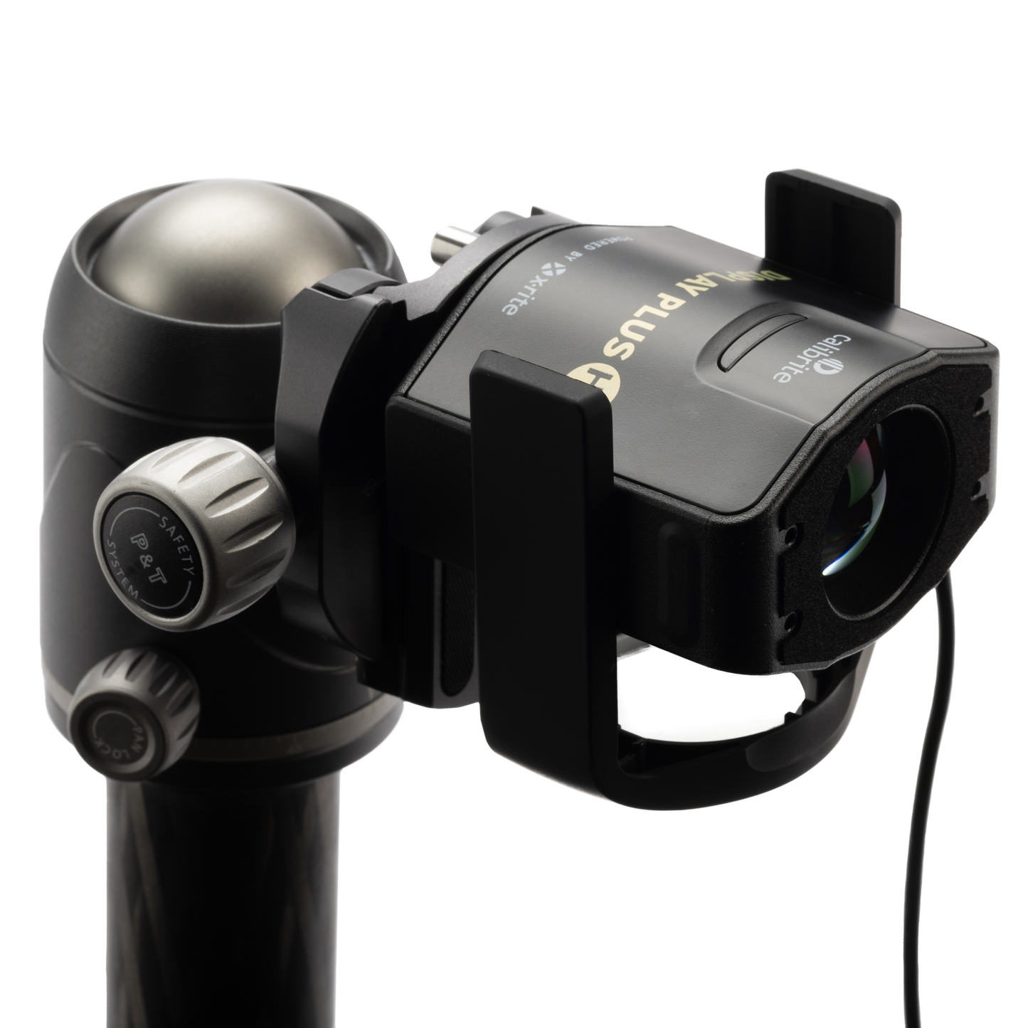 The Calibrite Display Plus HL mounted on a tripod for projector profiling.