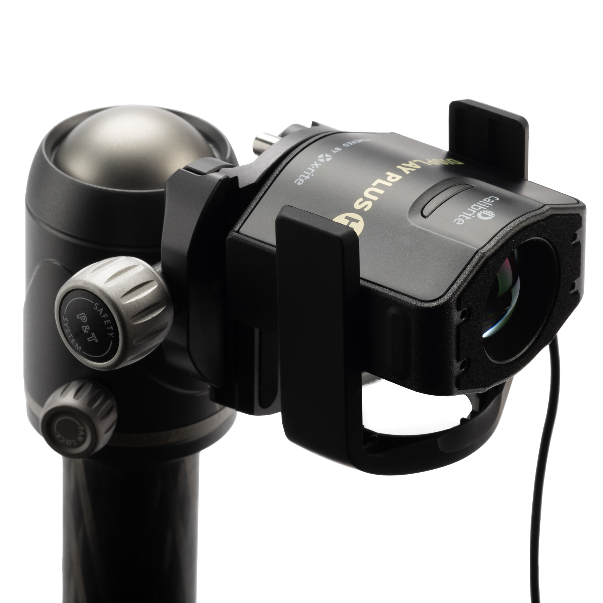 The Calibrite Display Plus HL mounted on a tripod for projector profiling.