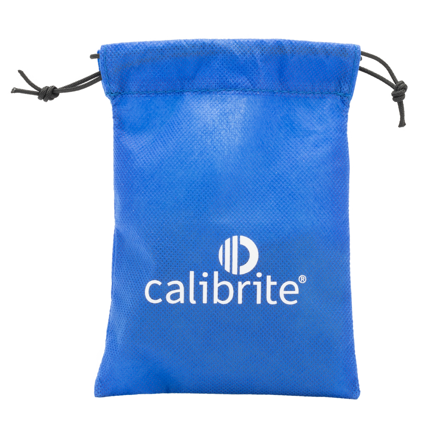 Blue drawstring pouch with Calibrite logo 