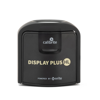 Black Calibrite Display Plus HL device on a white background