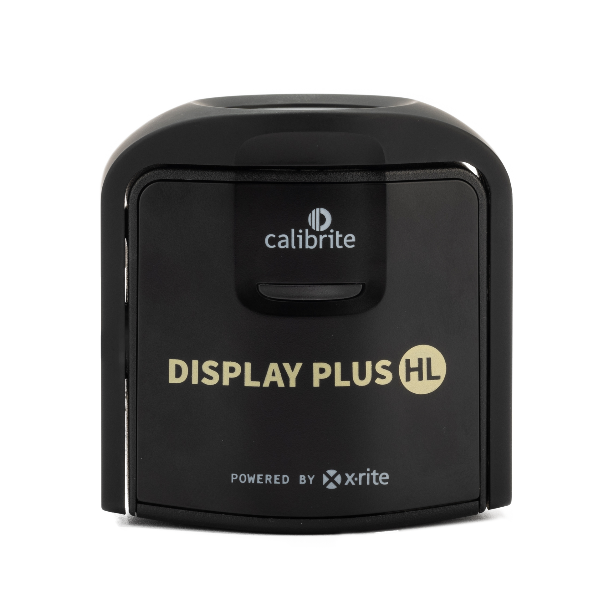 Black Calibrite Display Plus HL device on a white background