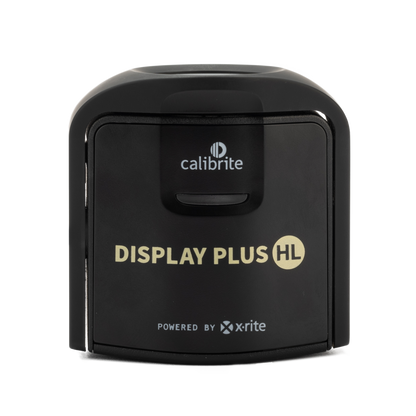 Black Calibrite Display Plus HL device on a white background