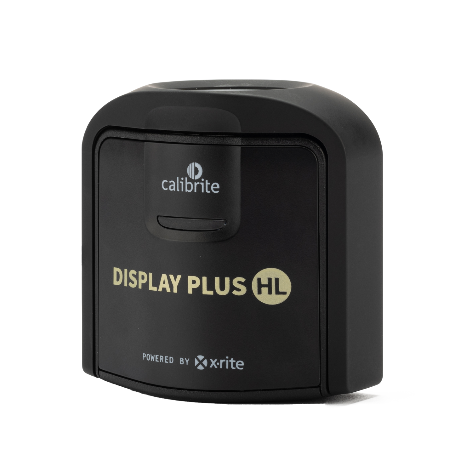 Black Calibrite Display Plus HL device on a white background