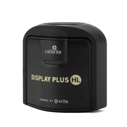 Black Calibrite Display Plus HL device on a white background