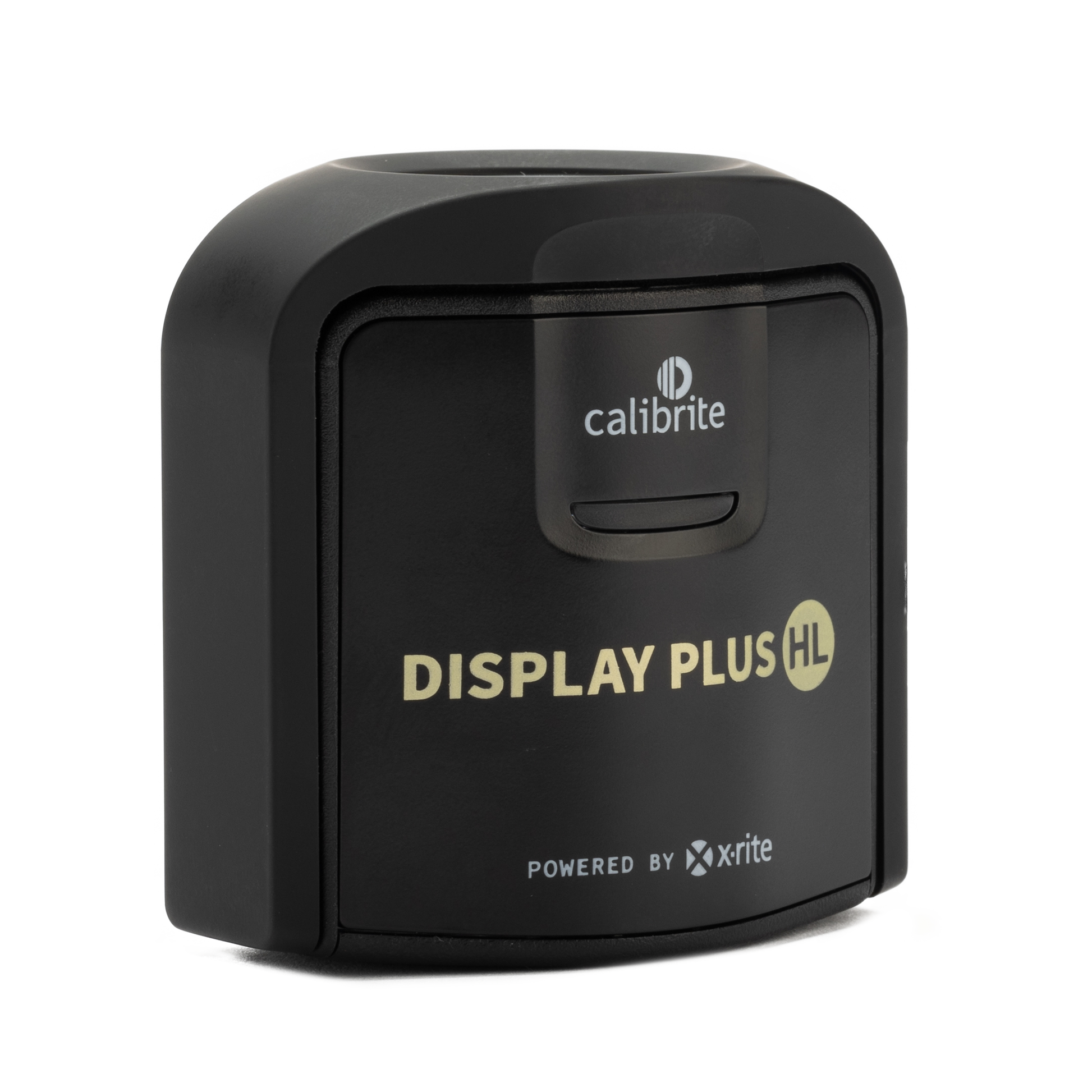 Black Calibrite Display Plus HL device on a white background