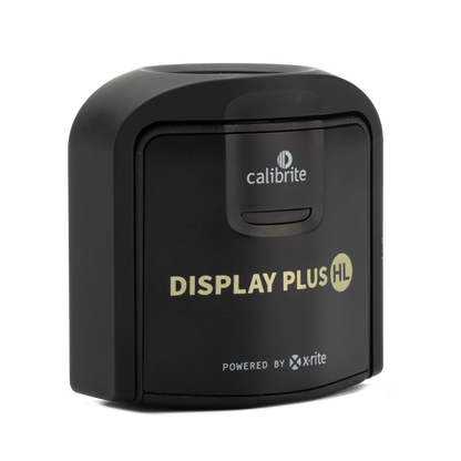 Black Calibrite Display Plus HL device on a white background