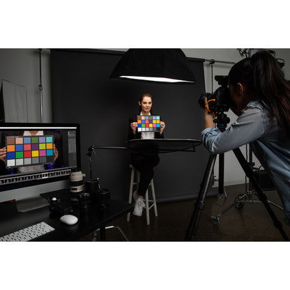 ColorChecker target with 24 natural colors representing skin tones, foliage, and skies, ensuring true-to-life color in any lighting.