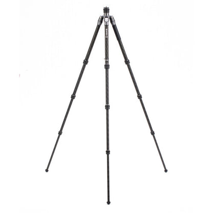 Carbon fiber tripod reaching its maximum height of 65.15 inches.