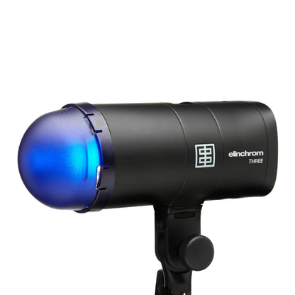 Close-up of Elinchrom THREE’s LED modeling light for preview