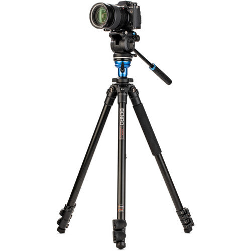 Portable Benro tripod with a closed length of 27.6 inches, ideal for travel.