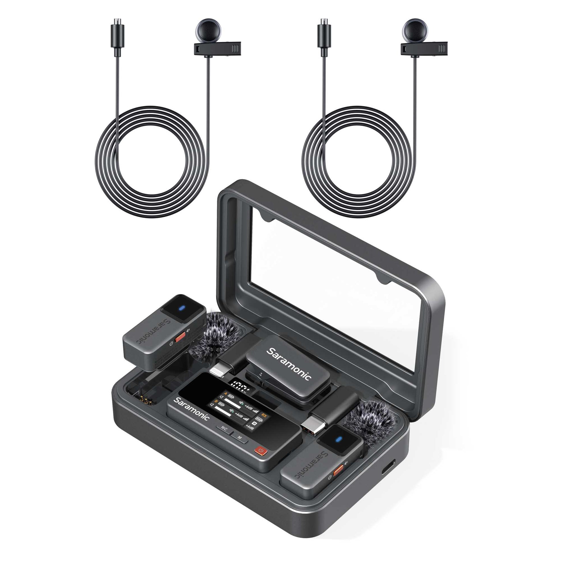 Dual-channel mic receiver with LED display and low-cut filters