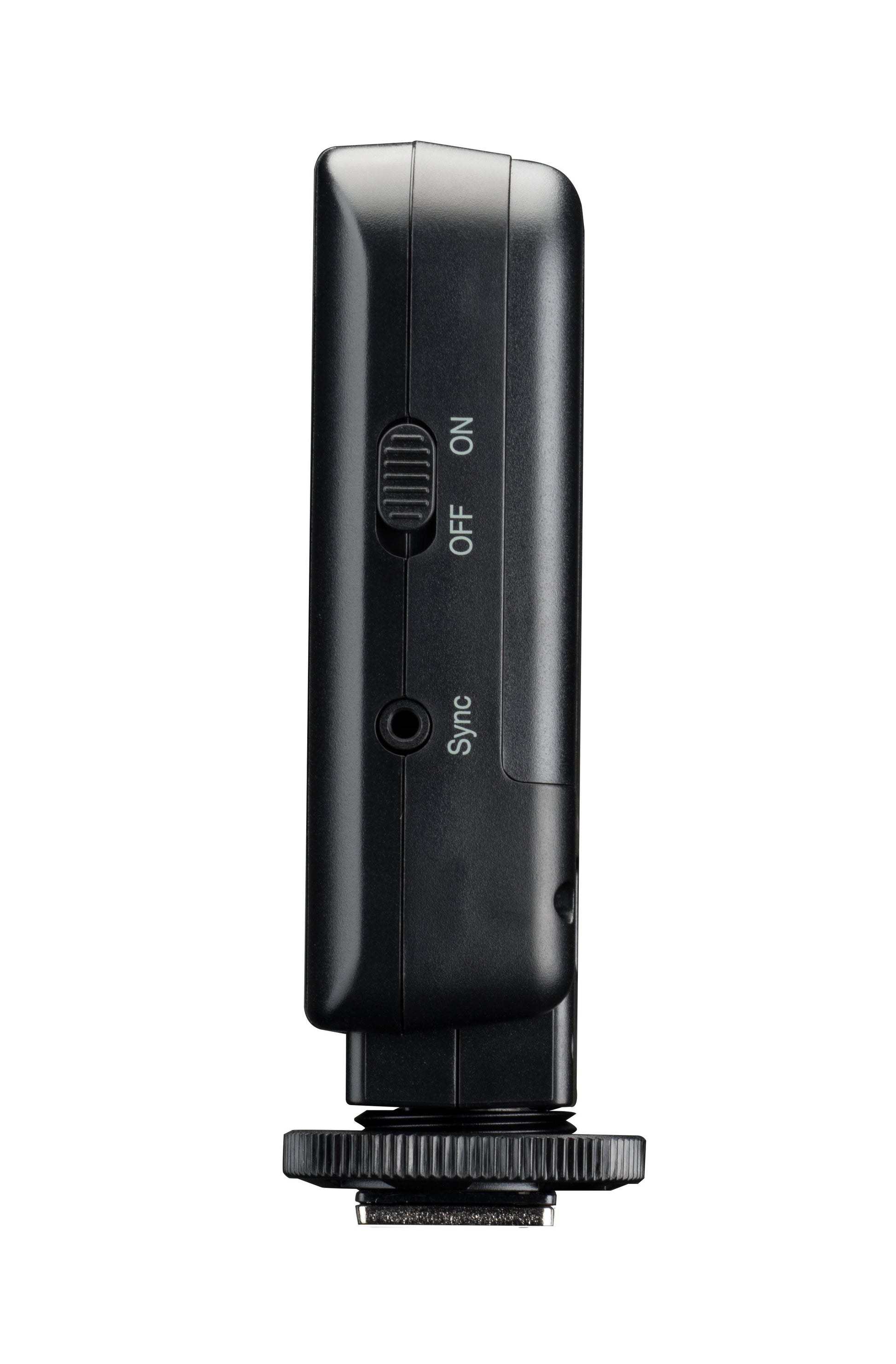 Close-up of the single-pin hot shoe connection on the bottom of the Skyport Plus transmitter.