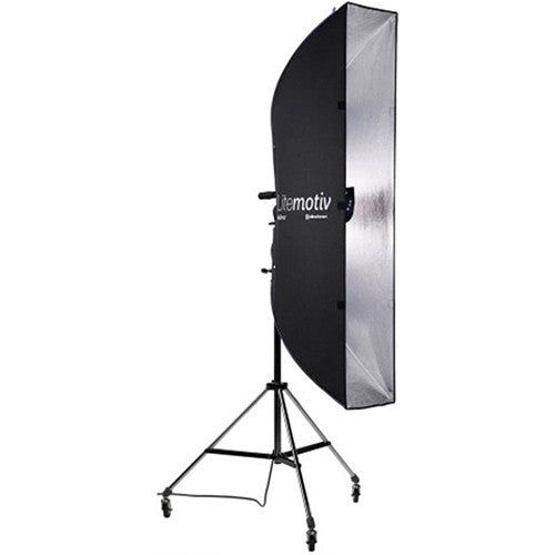 Photography studio light modifier with stand on a white background
