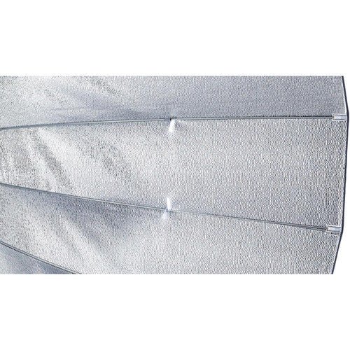 Metallic silver rectangular object on a white background