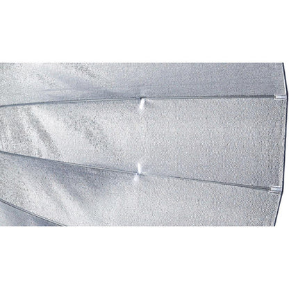 Metallic silver rectangular object on a white background