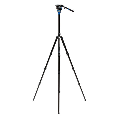 Benro Aero 6 PRO tripod with center column extended for maximum height adjustment.
