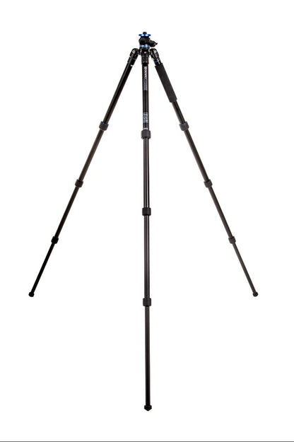 Benro FGP28A Go Plus aluminum tripod fully extended for eye-level photography.