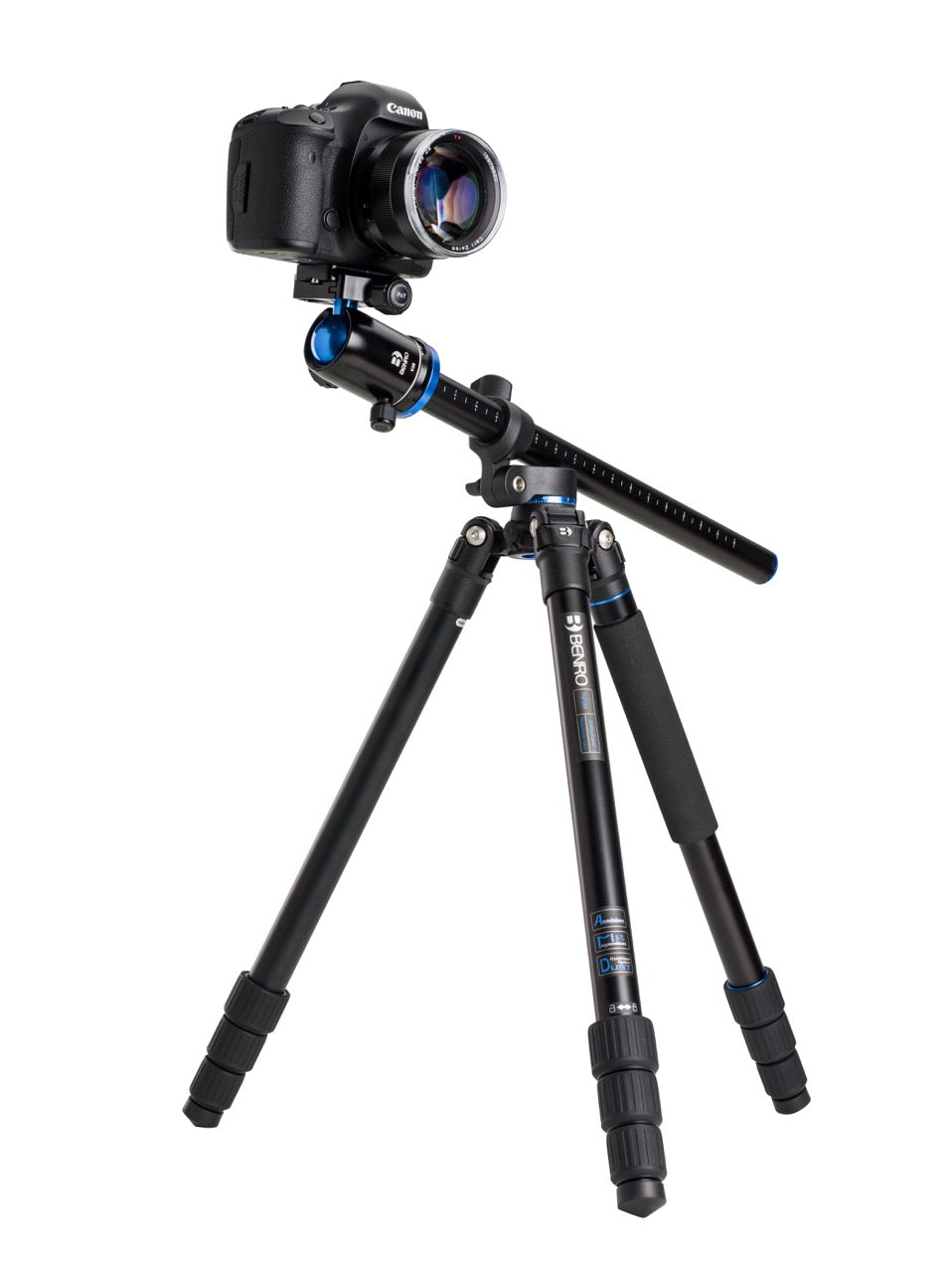 Camera on a tripod displaying the middle column. 