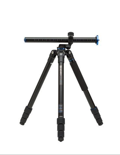 Detailed view of the Benro FGP28A lateral center column tilted horizontally for overhead shots.