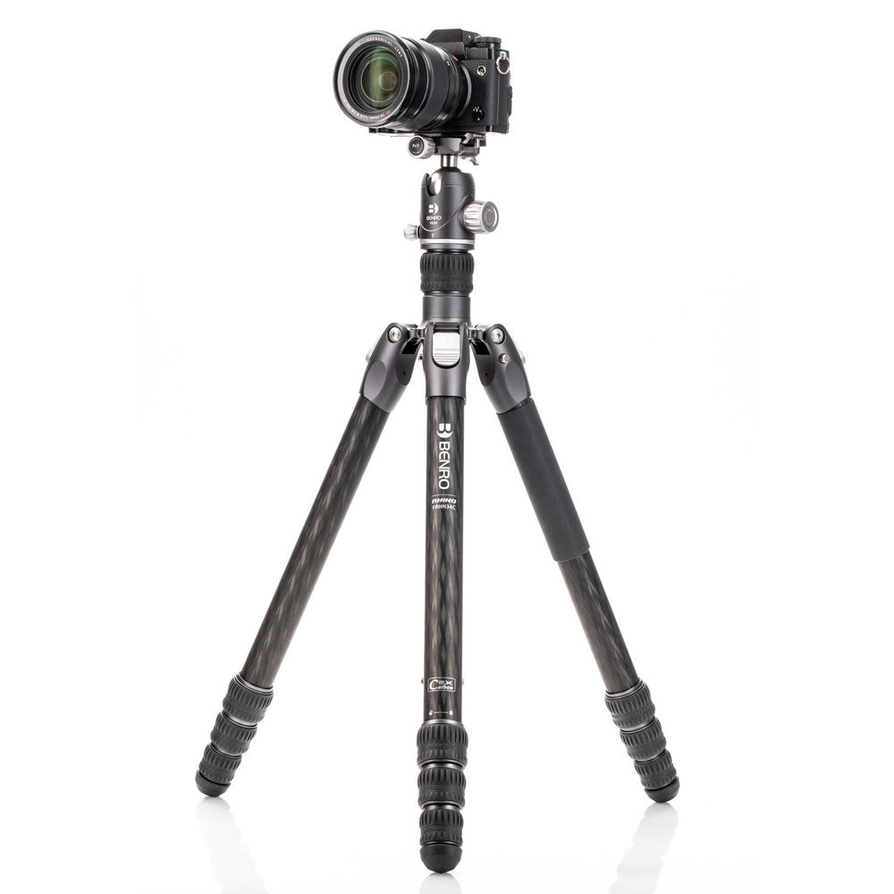Professional 4-section tripod with twist locks and 44lb maximum payload capacity