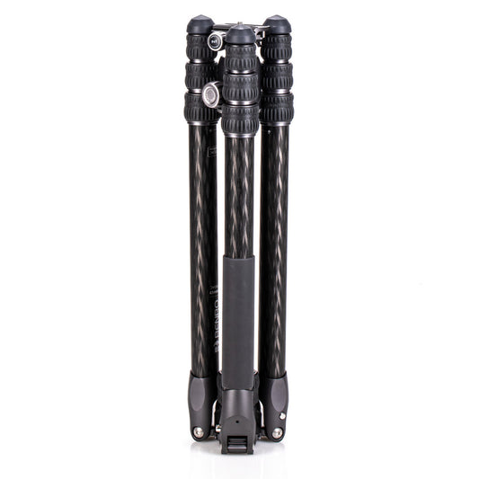 Reverse folding carbon fiber tripod for portable outdoor and studio photography