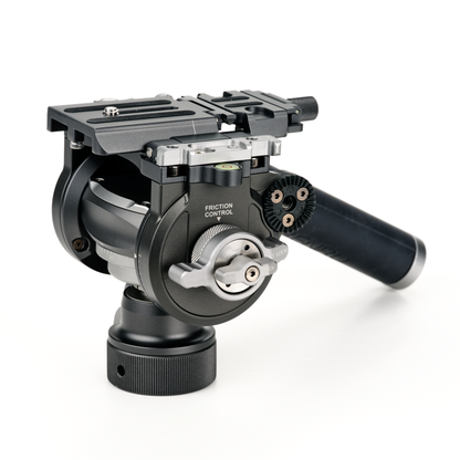 Left-side operator controls on Benro FS36PRO for pan, tilt, and friction adjustments.