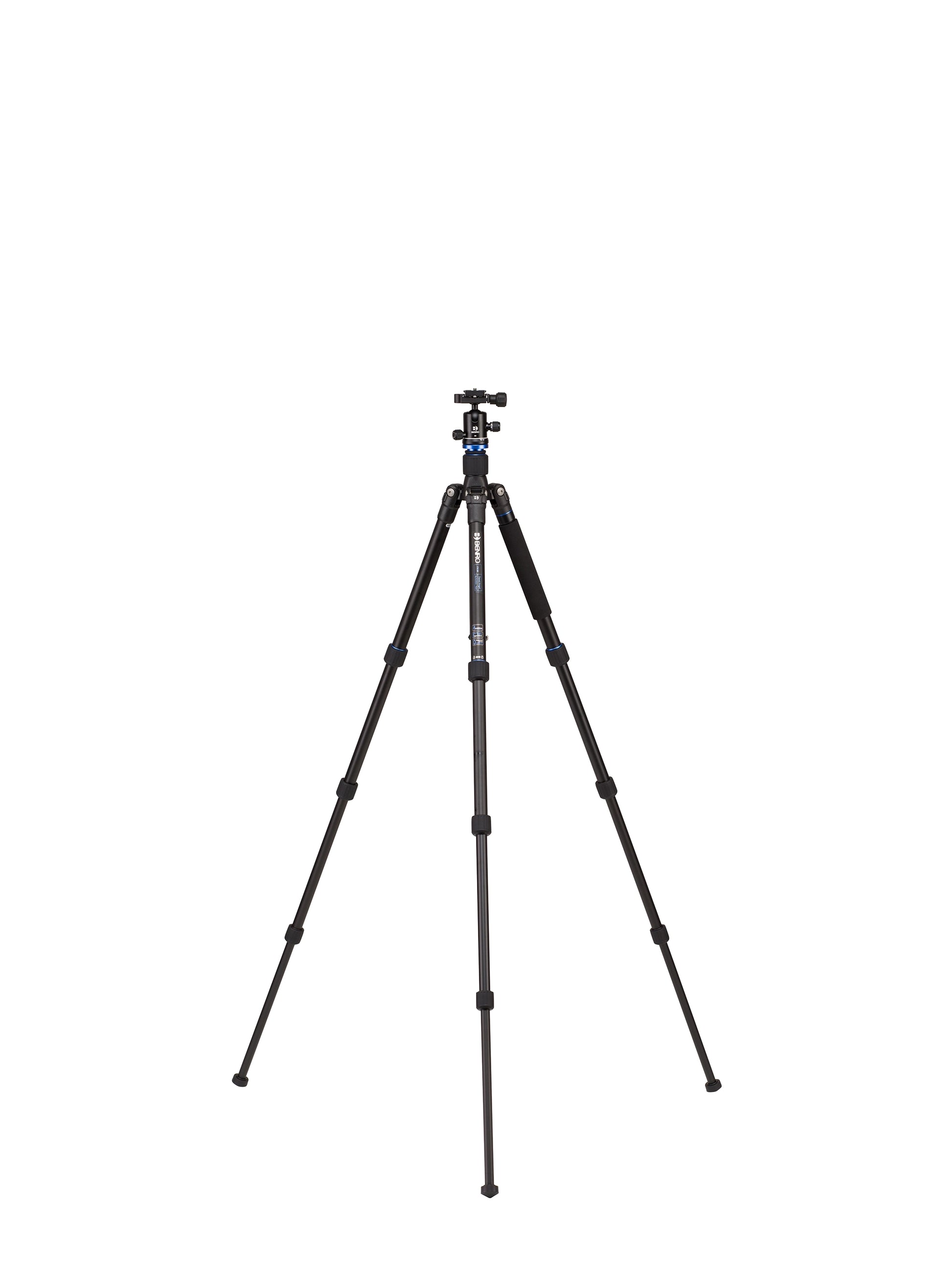 Travel Angel FTA18AB0 tripod fully extended to maximum height of 58.46 inches