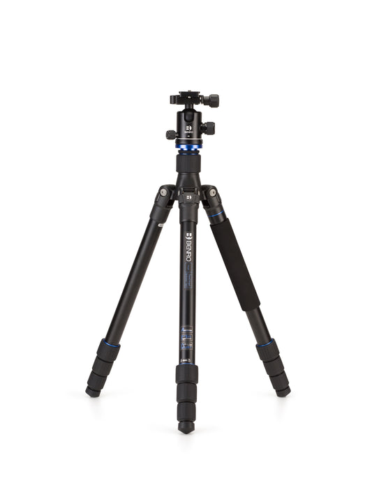 Compact Travel Angel FTA28AB1 aluminum tripod with reverse folded legs and ballhead.