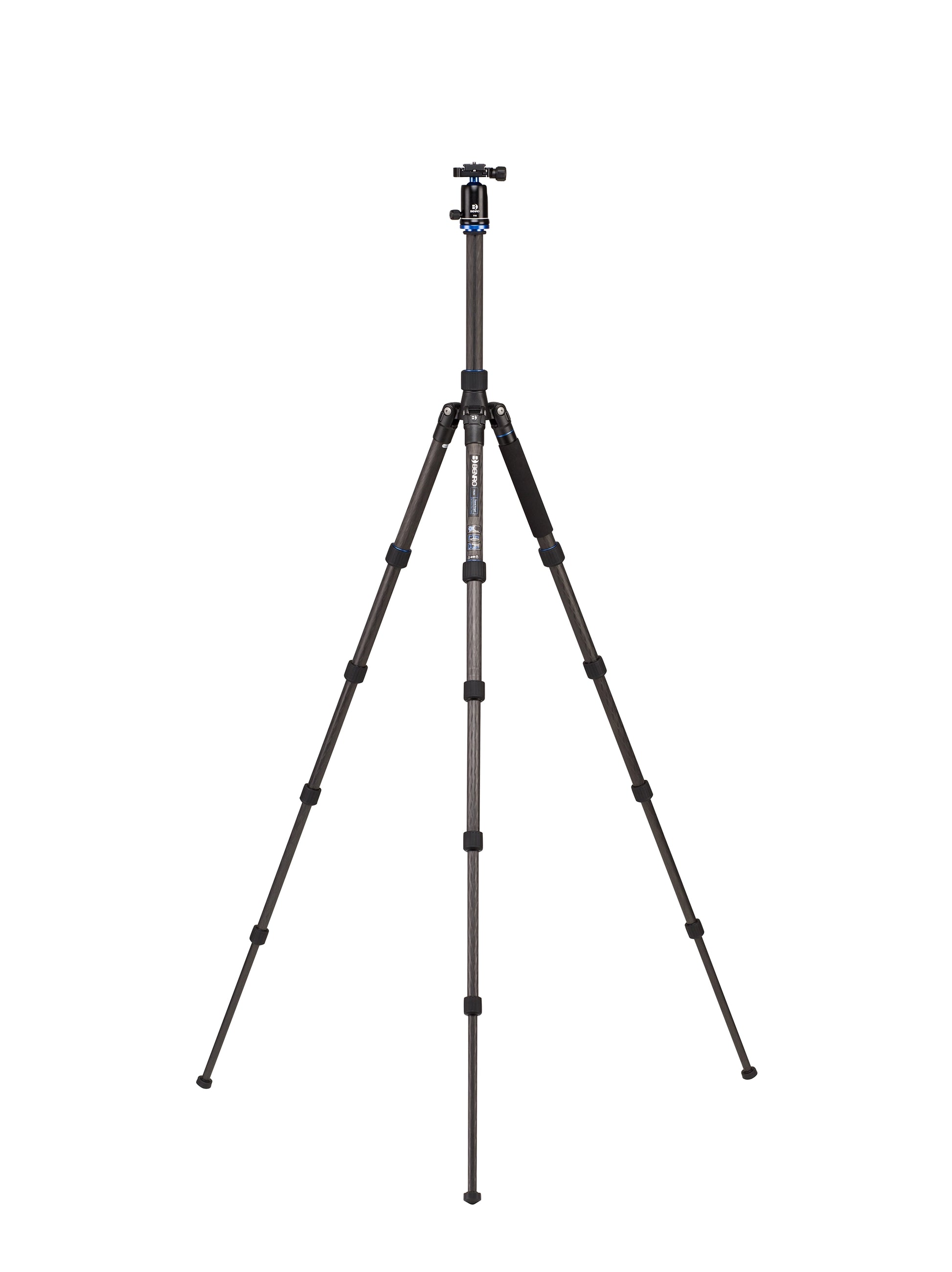 Benro FTA29CV1 travel tripod with 9x carbon fiber leg construction - fully extended 