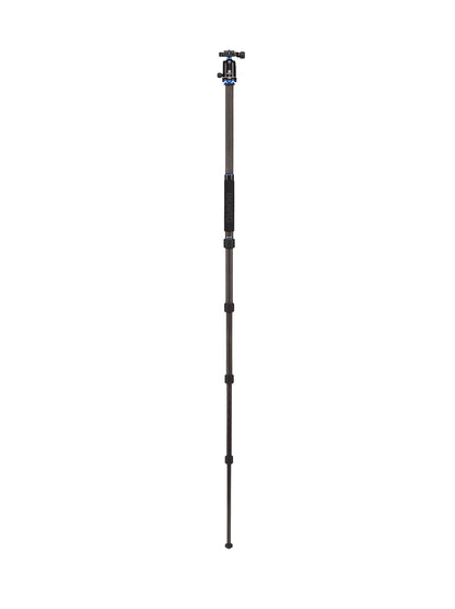 Detachable leg and center column setup forming a Benro carbon fiber monopod fully extended