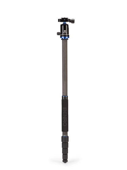 Detachable leg and center column setup forming a Benro carbon fiber monopod
