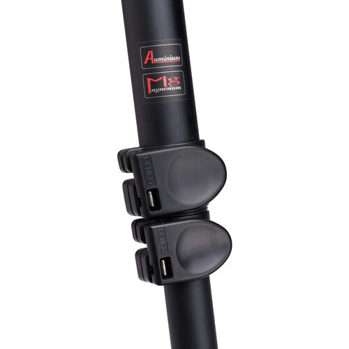Detailed view of the Benro tripod’s center column weight hook for added stability.