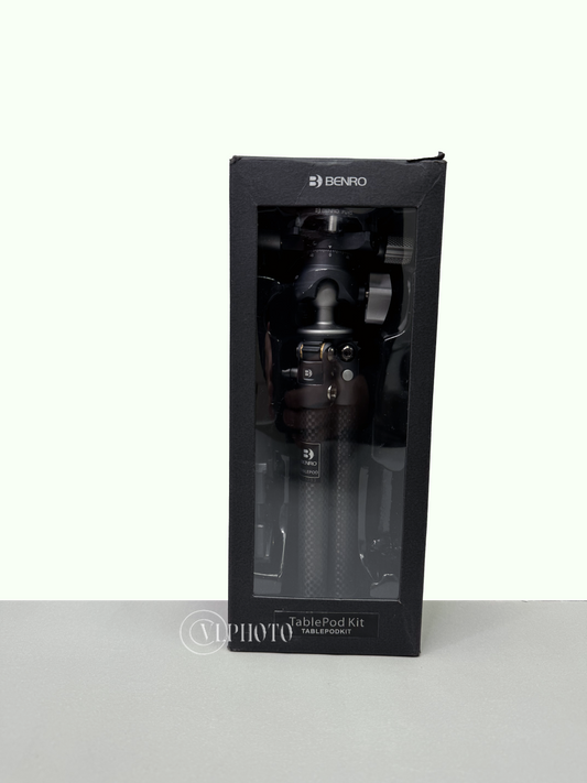 Close-up of the Benro TablePod Carbon Fiber Tripod, showcasing its durable construction and adjustable legs for versatile shooting angles.