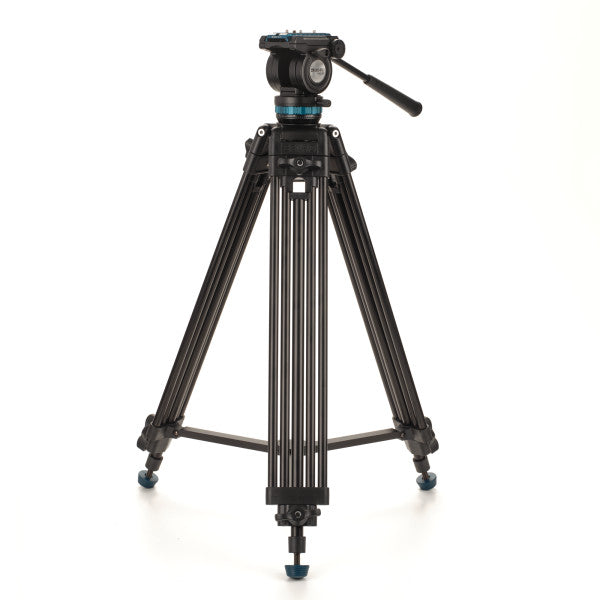 Benro KH25PC video tripod with fluid head supporting up to 15 lb payload.