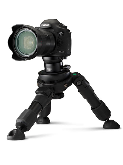 ALT Text: Side view of the Benro LBA2 Leveling Base tilted at an angle to demonstrate its 15-degree adjustment range.