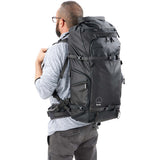 Inside the Shimoda Designs Action X50 V2 Starter Kit backpack, showing interior compartments with adjustable dividers.