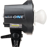 Elinchrom D-Lite RX One Flash Head with 53-inch softbox compatibility, built-in wireless triggering, and multi-voltage support for global use