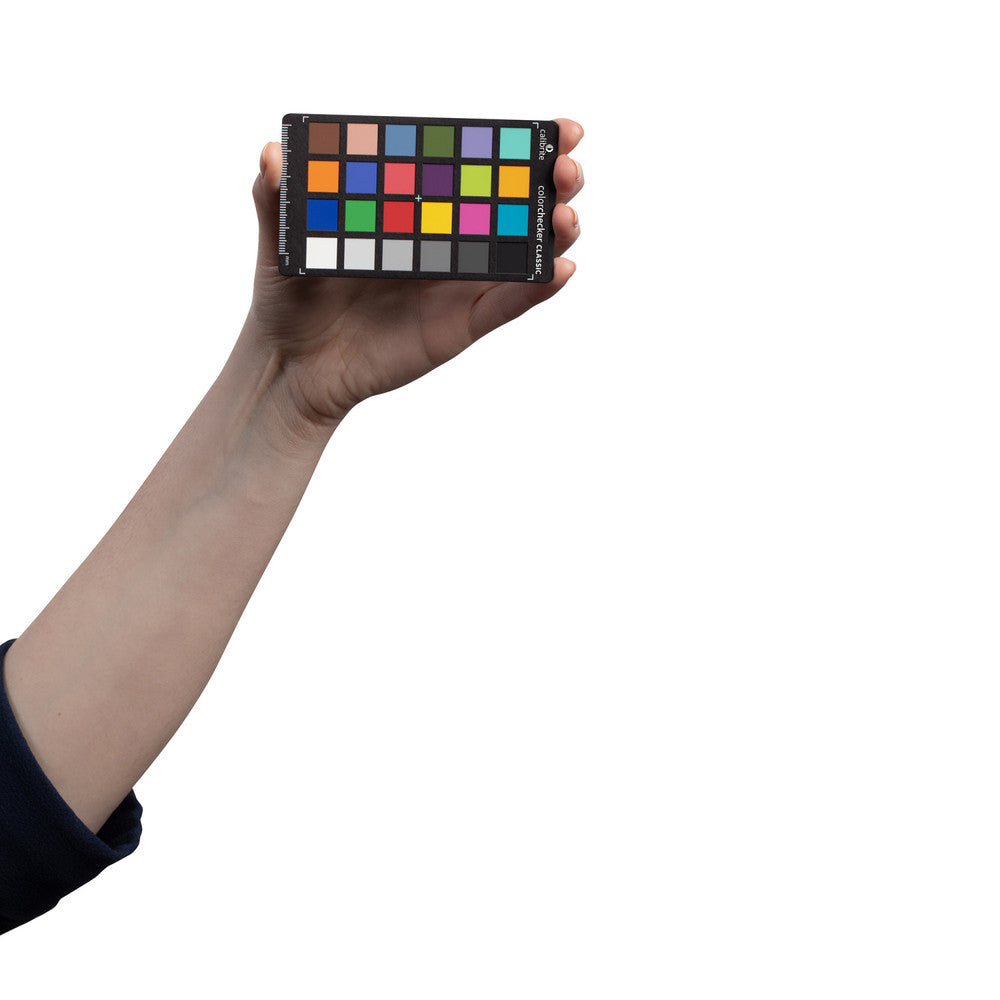 Portable ColorChecker to correct white balance, exposure, and color grading on shoots