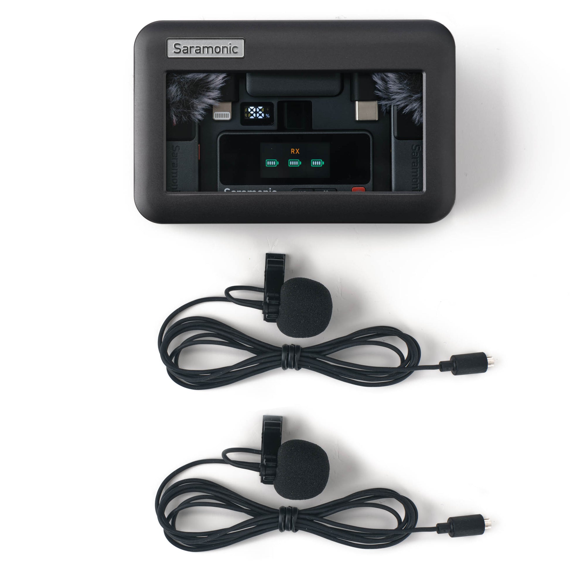 Portable charging case for Saramonic Air wireless mic system