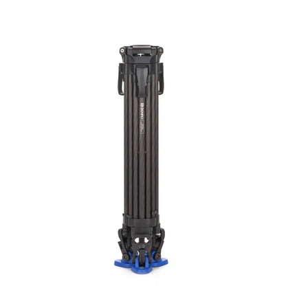 The Benro Lightning Lock video tripod collapsed to its compact 68.4 cm closed length.