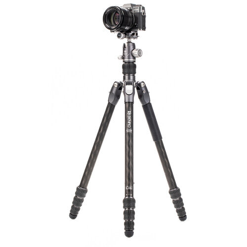 Rhino series tripod used in rugged outdoor terrain with adjusted angles.
