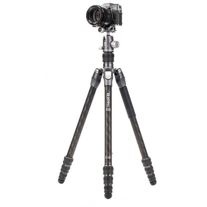 Rhino series tripod used in rugged outdoor terrain with adjusted angles.