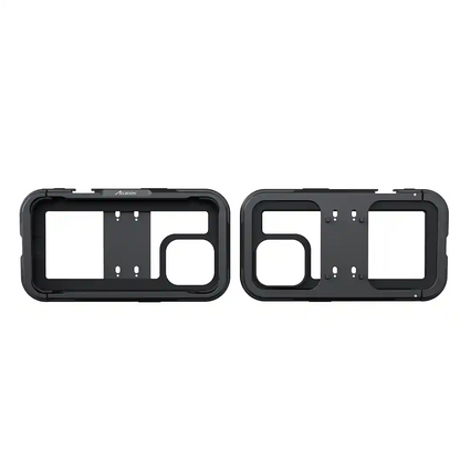 black rugged phone case frames are shown side by side. 