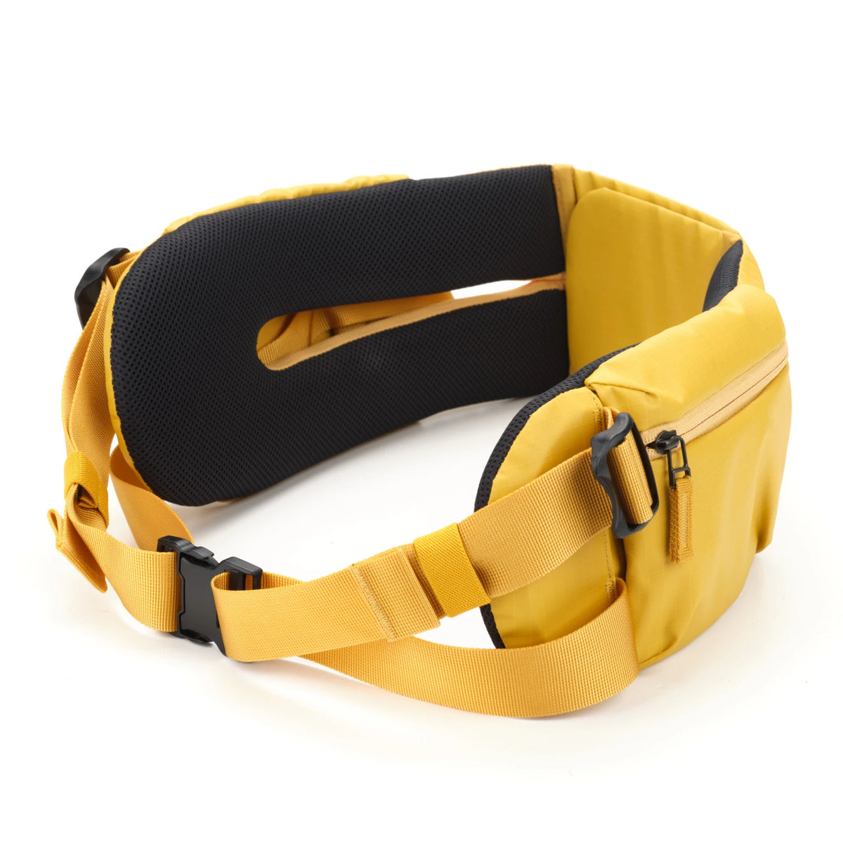 Shimoda HD Waist Belt showing the durable black nylon exterior and dual zippered accessory pockets.