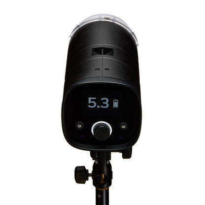 Side-by-side size comparison of Elinchrom THREE vs traditional strobes