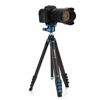 Benro Blackbird tripod legs showing a DSLR camera on it.