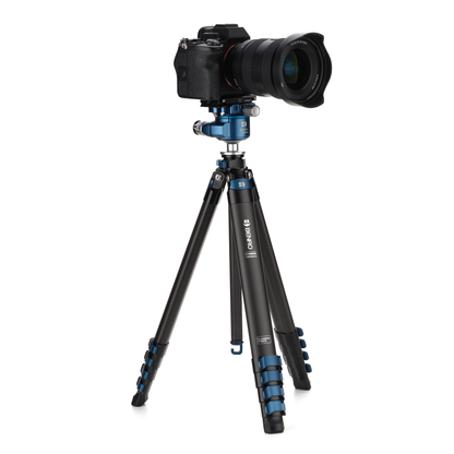 Carbon fiber Blackbird tripod legs showing a digital camera