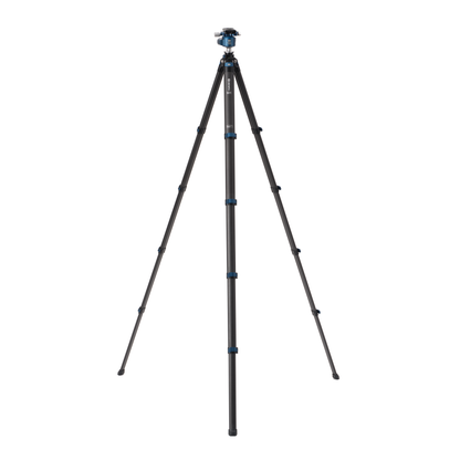 Benro Blackbird tripod set at a wide leg angle for maximum stability on uneven ground.