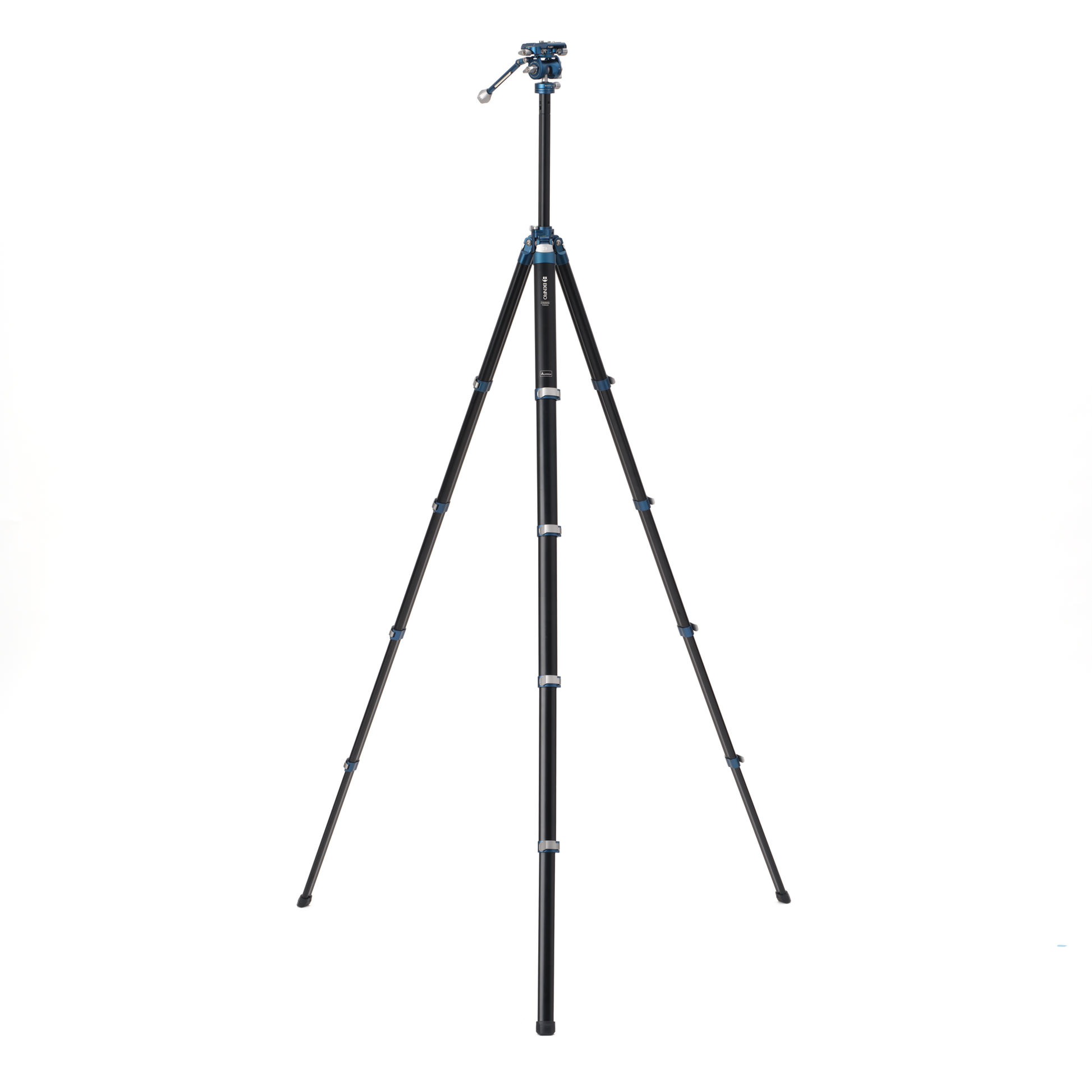 Benro Cyanbird Aluminum Series 2 Tripod with FS20PROC501 hybrid photo-video fluid head fully extended.
