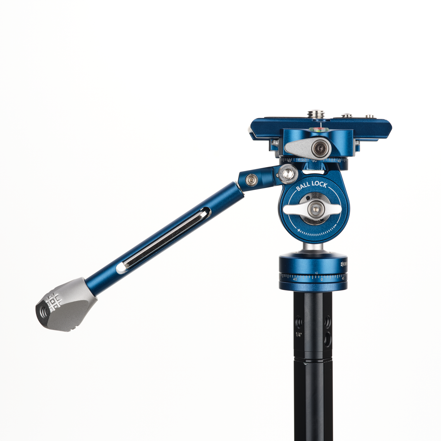 Blue camera tripod head